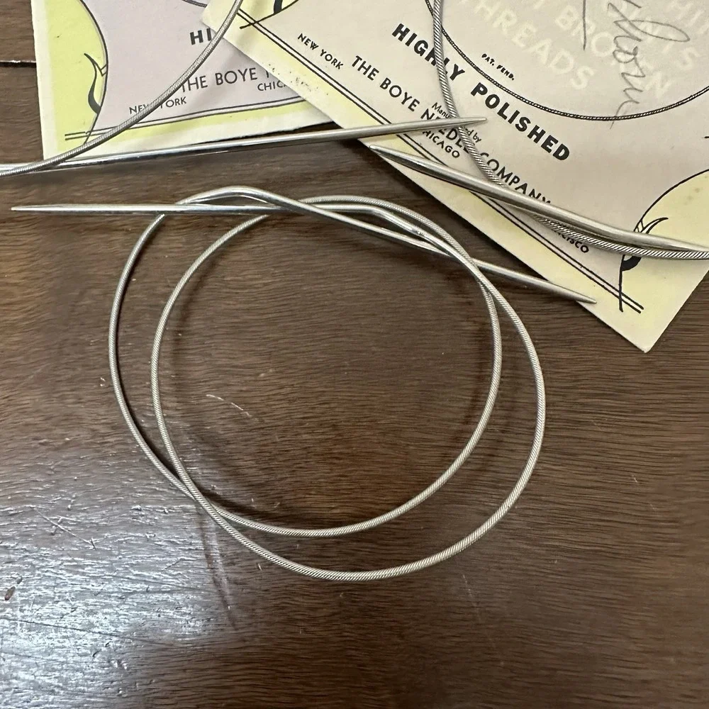 Vintage Boye Circular Knitting Pin Needles Flexible Cable Size 1 & 3 NEW